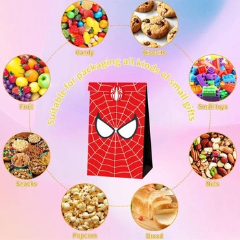 Dárkové tašky Spider pro dětské narozeninové oslavy, 12 papírových sáčků na bonbóny s 12
