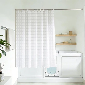 YISURE Sprchový závěs, výška 150 cm, bílý, geometrický…