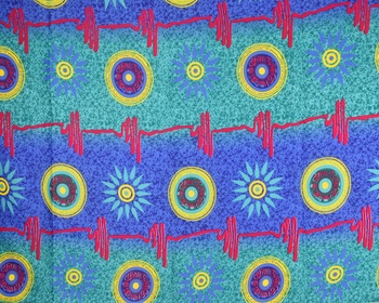 Sarong - Pareo KUJAKU, slnko, modro-zelený, II. akosť