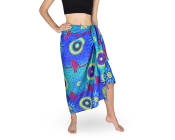 Sarong - Pareo KUJAKU, slnko, modro-zelený, II. akosť