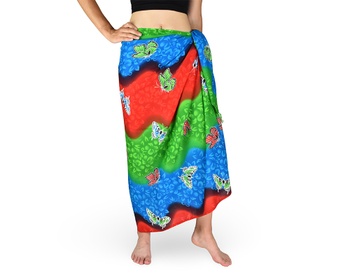 Sarong - Pareo REN, dúha s motýľmi, zelená, II. akosť