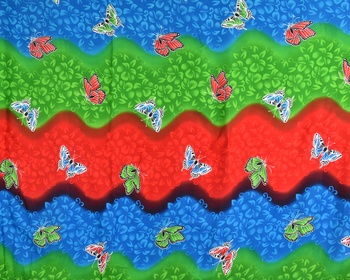 Sarong - Pareo REN, dúha s motýľmi, zelená, II. akosť
