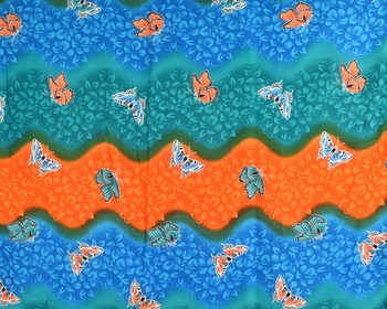 Sarong - Pareo REN, dúha s motýľmi, petrolejová, II. akosť