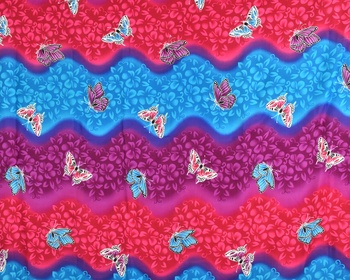 Sarong - Pareo REN, dúha s motýľmi, modrá, II. akosť