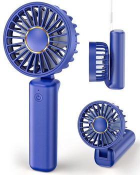 Prenosný ručný ventilátor, mini skladací stolný ventilátor, 1800 mAh, rotácia 180 °, 3 rýchlosti,