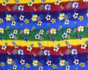 Sarong - Pareo REN, dúha s kvetmi, tmavo modrá, II. akosť