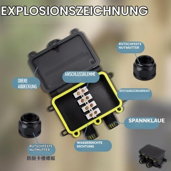 1 kus vodotěsné elektrické rozvodné krabice, venkovní vodotěsná kabelová rozvodná krabice