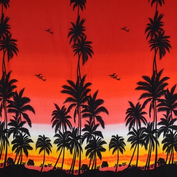 Sarong - Pareo BUN, palmy, červená, II. akosť