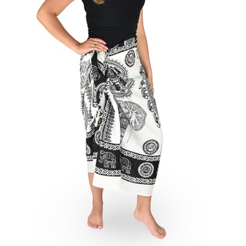 Sarong - Pareo BUN, hlava slona, ​​bielo-čierny, II. akosť