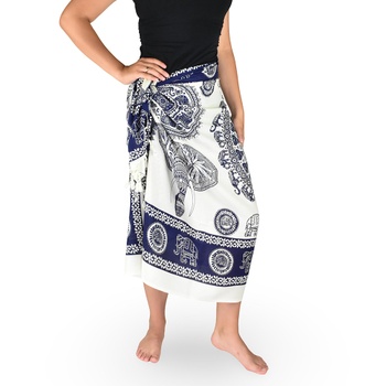 Sarong - Pareo BUN, hlava slona, ​​bielo-modrý, II. akosť