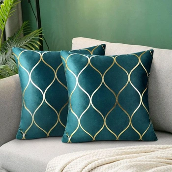 Zamatová obliečka na vankúš 45x45 cm, zelená, sada 2 kusov.…
