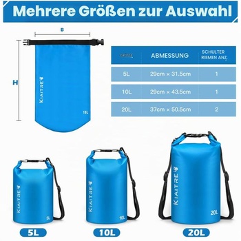 Vodeodolný vak Kiaitre Dry Bag s ramenným popruhom (10 litrov)
