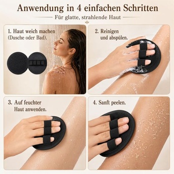 Balenie 2 bezbolestných exfoliačných kúpeľových rukavíc, fialové