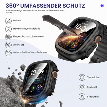 Voděodolné pouzdro Kamita s ochranou displeje pro Apple Watch Ultra 4/3/2/1 49mm černé 49mm