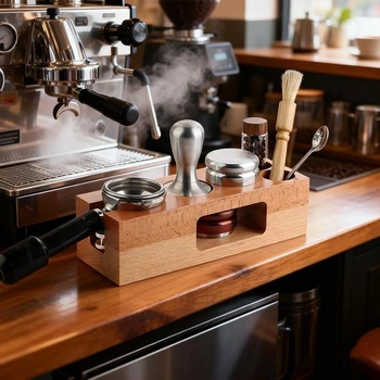FARYODI Pěchovací stanice na espresso 54 mm, Pěchovací stanice z masivního ořechového dřeva,