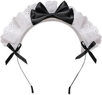 Čelenka Lolita s čipkovou mašľou, cosplay čelenka s motívom anime slúžky, stužková čelenka pre ženy