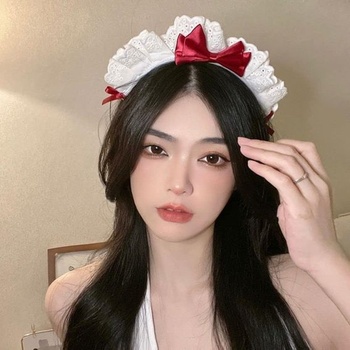 Čelenka Lolita s čipkovou mašľou, cosplay čelenka s motívom anime slúžky, stužková čelenka pre ženy