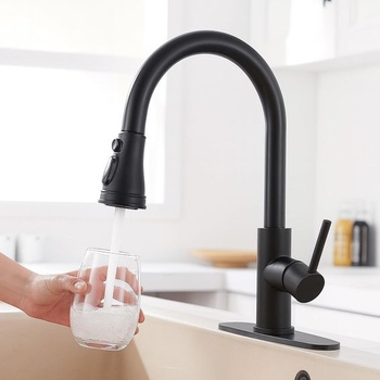 Náhradní výsuvná sprchová hlavice kuchyňské baterie, sprchová hlavice 3 v 1 s 9 adaptéry, černá ABS