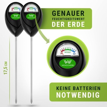 WENDOWERK® [2 kusy] Merač vlhkosti pôdy pre rastliny - [Čierna/Čierna] - Batérie nie sú nutné -