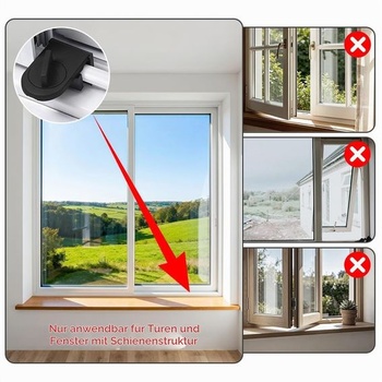 4 zámky pro posuvné dveře, pro posuvné dveře a okna – černé 4