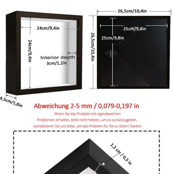 Rám na obrázek s výplní, květinový stínovací box 25 x 25 cm, s průhlednou akrylovou deskou, 3D