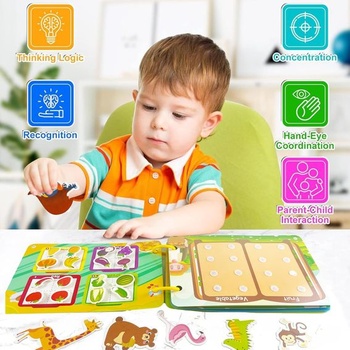 Montessori zošit Guopai pre batoľatá, vzdelávacia kniha so zvieratami a dinosaurami, vozidlami, ovocím a