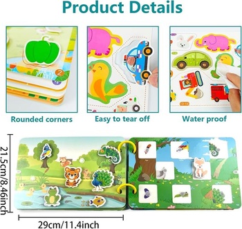 Montessori zošit Guopai pre batoľatá, vzdelávacia kniha so zvieratami a dinosaurami, vozidlami, ovocím a