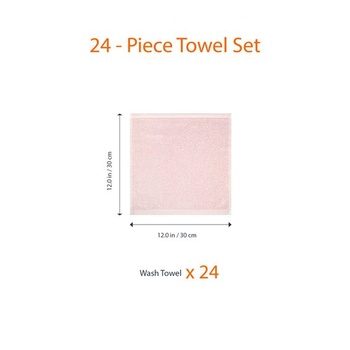 Sada žínek Amazon Basics, 100% bavlna, extra savé, rychleschnoucí, 30 x 30 cm, růžová, balení 24