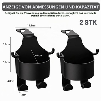 Sada 2 háčků Kotkiddy na opěradla autosedaček, opěrky hlavy do auta, držáky na nápoje, háčky 2 v 1
