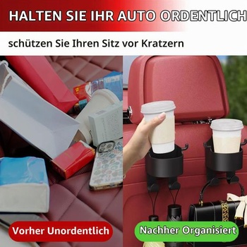 Sada 2 háčků Kotkiddy na opěradla autosedaček, opěrky hlavy do auta, držáky na nápoje, háčky 2 v 1
