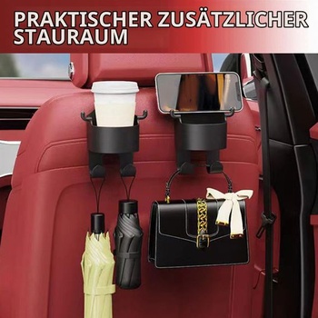 Sada 2 háčků Kotkiddy na opěradla autosedaček, opěrky hlavy do auta, držáky na nápoje, háčky 2 v 1