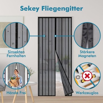Sekey magnetická sieť proti hmyzu na balkónové dvere (netreba vŕtať), záves na posuvné dvere, sieť