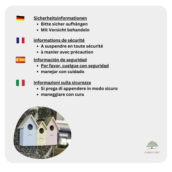 Garden Mile Inovatívna drevená vtáčia búdka 3 v 1 pre divokú záhradu, hniezdna búdka, odolná proti