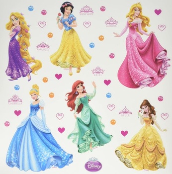 Samolepky na stenu do detskej izby s motívom Disney princezien od AG Design, PVC fólie (bez
