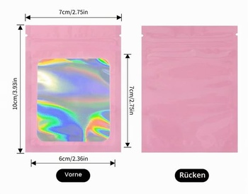 G2PLUS 7x10cm malé holografické sáčky, růžové mylarové fóliové sáčky, 100 kusů uzavíratelných
