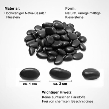 1 kg přírodních oblázků, 3-5 cm, černé leštěné říční kameny, dekorativní oblázky, říční kameny pro