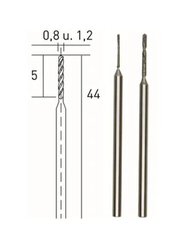 Spirálové diamantové vrtáky Proxxon 0,8 a 1,2 mm, 2 kusy, stříbrné, 28255