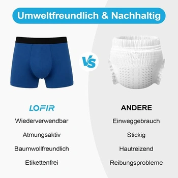 Pánské boxerky LOFIR pro inkontinenci: Pratelné bavlněné spodní prádlo pro muže - opakovaně