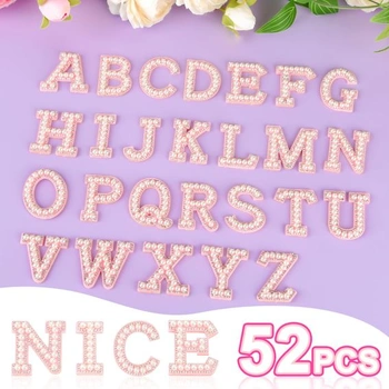 ASTARON 52 samolepicích samolepek s písmeny, perlami a kamínky, třpytivá kamínková písmena A-Z,