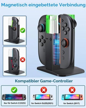 Nabíjacia stanica Switch 2 pre Joy-Con 2 (2025) s LED, čierna