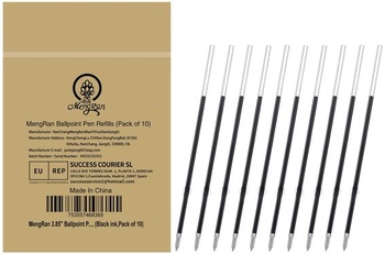Náhradné náplne do guličkového pera MengRan 9,8 cm pre Click Pens, 10 kusov, čierny atrament Náhradné