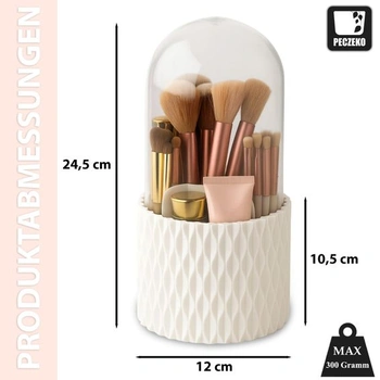 Kozmetický organizér, otočný o 360 stupňov, organizér na štetce na make-up, s vekom, držiak na