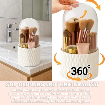 Kozmetický organizér, otočný o 360 stupňov, organizér na štetce na make-up, s vekom, držiak na