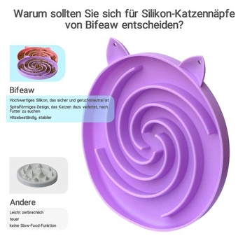 Silikónová miska Bifeaw proti prehĺtaniu pre mačky – miska proti prehĺtaniu, miska pre pomalé kŕmenie,