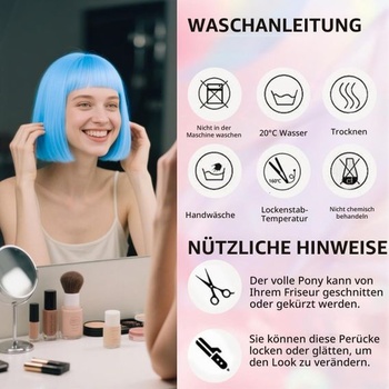 Krátká bob paruka 30 cm rovná bob paruka s ofinou barevná žáruvzdorná syntetická vlákna cosplay
