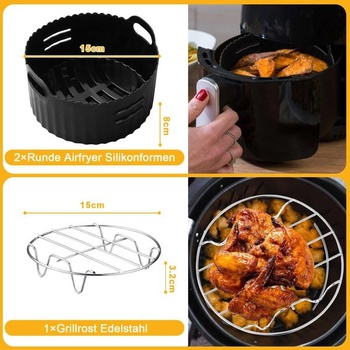 Silikonová forma do fritézy COSORI Small 2L, Chefman 2L, Midea 2L černá