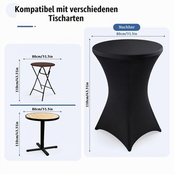 Strečový poťah na stôl 80 x 110 cm, spandexové poťahy, utierateľné, elastické, čierne