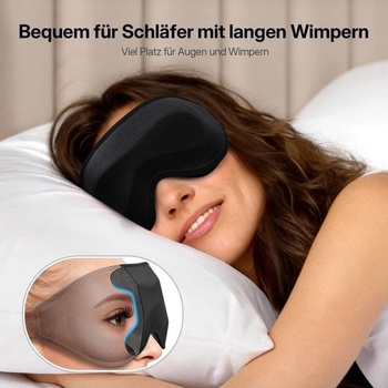 3D spací maska LitBear pro spaní na boku, brýle blokující světlo, černá