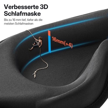 3D spací maska LitBear pro spaní na boku, brýle blokující světlo, černá