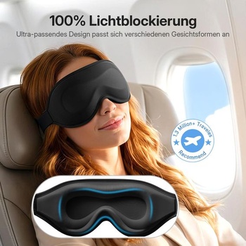 3D spací maska LitBear pro spaní na boku, brýle blokující světlo, černá